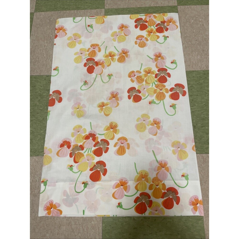 Vintage 60s SEARS ROEBUCK Bright Mod Colorful Boho Panises Print Pillowcase